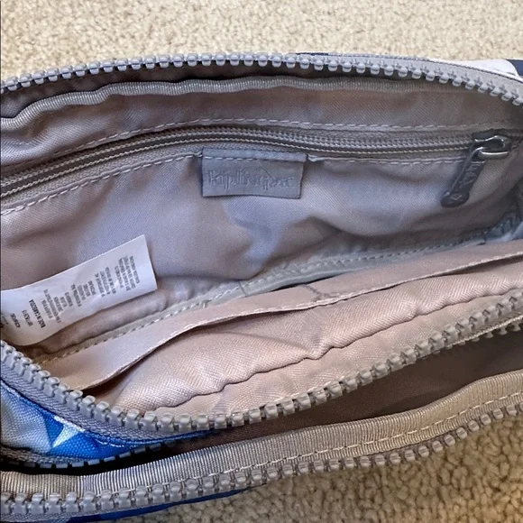 Kipling Blue and White Geometric Pouch - Picture 6 of 7